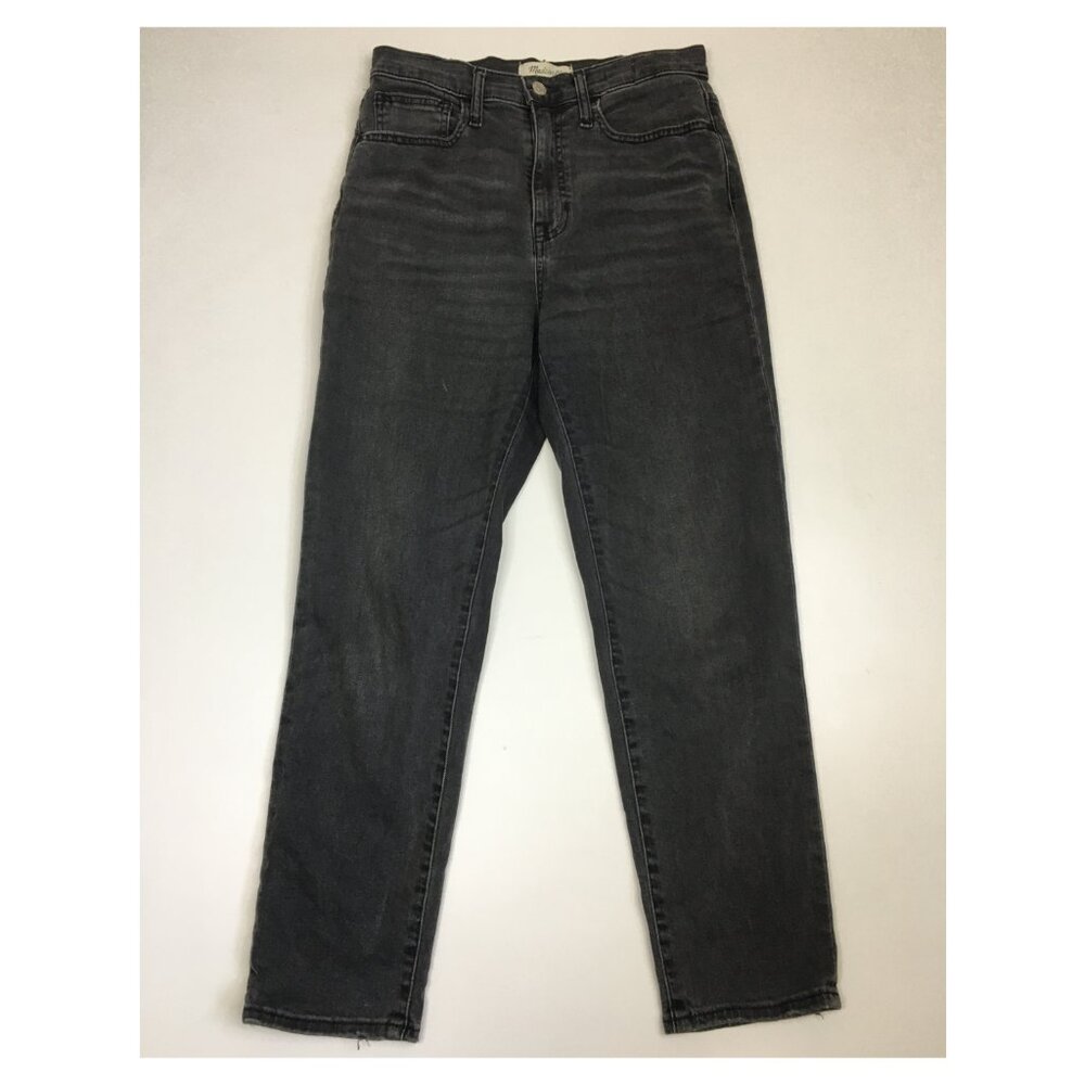 MADEWELL Black High Waist THE MOM JEAN 5 Pocket Logo Hardware Jeans